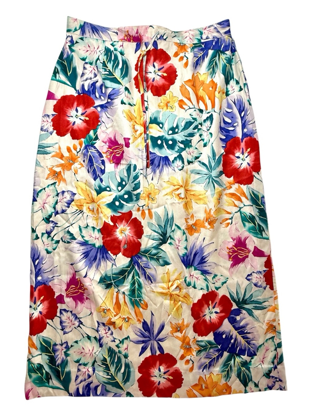 Pusser's West Indies 100% silk maxi skirt tropical floral botanical print Size M